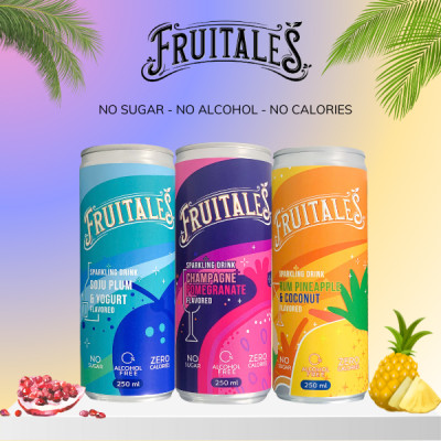 [Fruitales] Combo 3 lon Mocktail 3 vị mới: không đường, không cồn, không calo - Rum Dừa & Dứa, Champagne lựu đỏ, Soju Mận & Yogurt