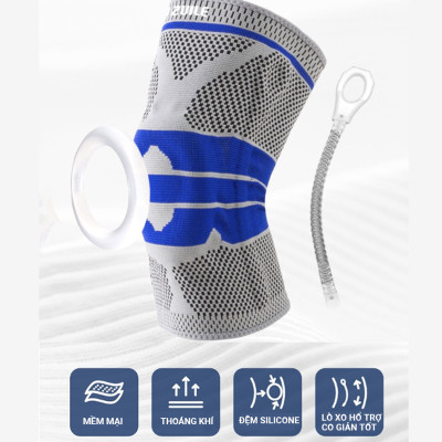 Băng Gối Thể Thao Đệm Silicone, Co Giãn 4 Chiều, Thanh Trợ Lực Lò Xo, Hỗ Trợ Bảo Vệ Xương Bánh Chè - Hàng Chính Hãng Teement