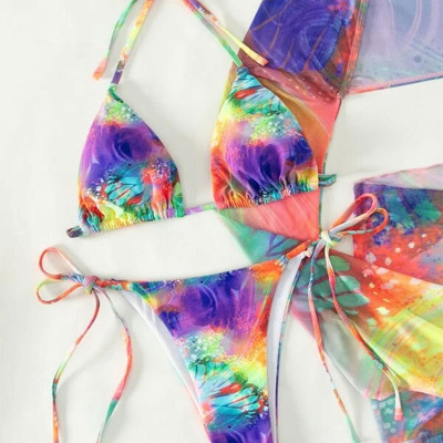 Set Bikini 3 mảnh cao cấp kèm khăn quấn đi biển đi du lịch