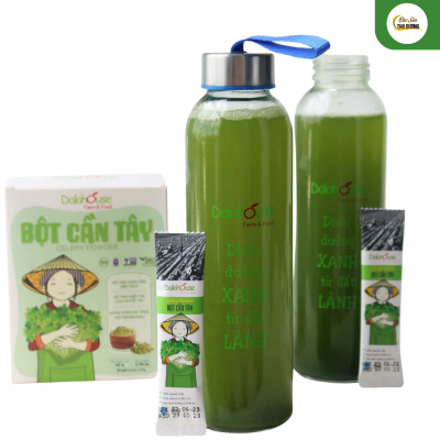 Bột cần tây nguyên chất Dalahouse - Combo 2 hộp 40 lần dùng, tặng kèm chai thủy tinh cao cấp 500ml logo Dalahouse phiên bản giới hạn - Giảm cân, thải độc, giữ dáng, trắng da