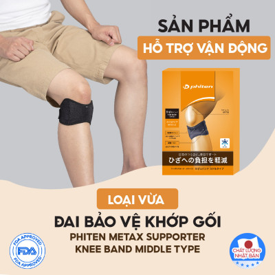 Đai bảo vệ khớp gối loại vừa Phiten Metax Supporter Knee Band