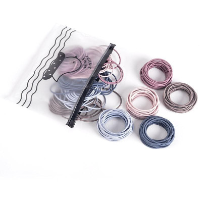 Dây buộc tóc nhiều màu có túi zip, chun buộc tóc set 100 cái tiện dụng cho cả bé và người lớn