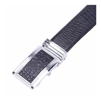 HJ4114 - Dây nịt nam da thật vân cá sấu Huy Hoàng màu đen