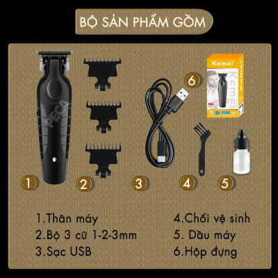 Tông đơ chấn viền Kemei KM-2299 lưỡi cắt mạ carbon cao cấp công suất 5W - Chính hãng