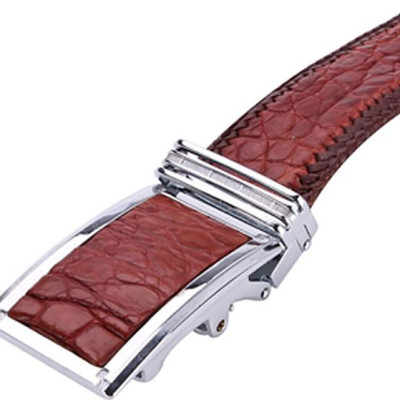 Thắt Lưng Nam Da Cá Sấu Đan Viền Bản Lớn Huy Hoàng HT4290 - Nâu Đỏ