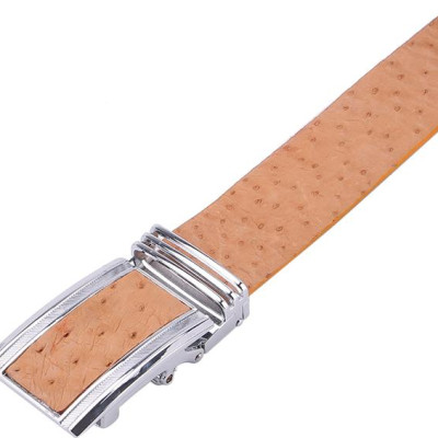 Thắt Lưng Nam Da Đà Điểu Bản Lớn Da Hột Huy Hoàng HT4435 - Vàng Bò