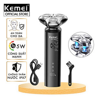 Máy cạo râu khô và ướt KEMEI KM-T87 chống thấm nước IPX7 công suất 5W sạc USB - Chính hãng