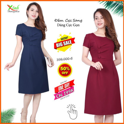 Đầm Suông Phối Cúc Thanh Lịch Gọn Dáng DL437 - DL794