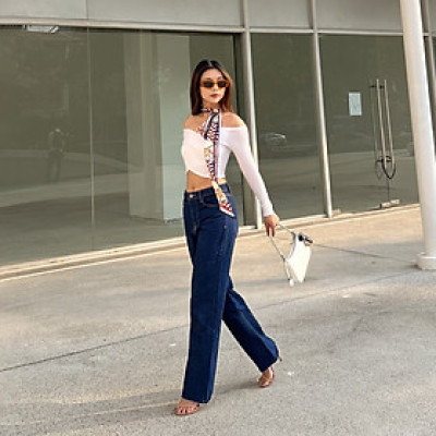 Quần Jean Nữ Ống Rộng Lưng Cao Aaa Jeans