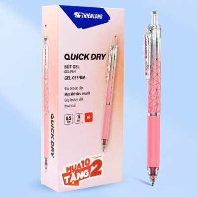 Bút Gel Quick Dry 0.5 - Thiên Long GEL-033/KM - Mực Đỏ