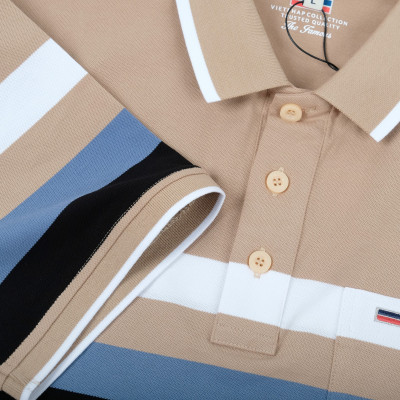 Áo Polo Nam VIỆT PHÁP Form Luxury - Thun Cá sấu Sọc , lịch lãm, sang trọng  8806