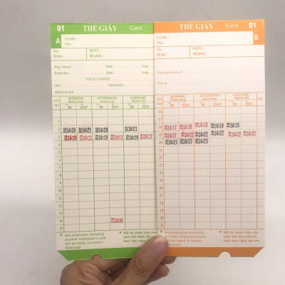 2 Xấp thẻ giấy để chấm công ( dùng cho các dòng Máy chấm công thẻ giấy) - Hàng nhập khẩu