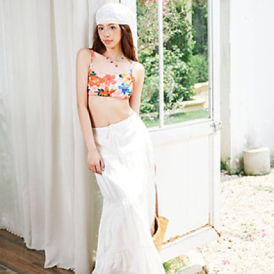 DOTTIE - Chân váy nhún nhiều tầng - Trắng - S0280