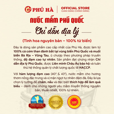 Nước mắm Phú Quốc Chỉ Dẫn Địa Lý Phú Hà 43 độ đạm - Hộp 6 chai 180ml