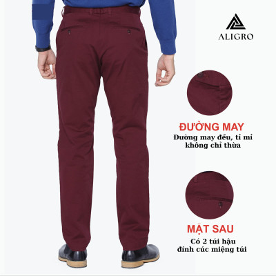 Quần kaki nam thiết kế ALIGRO chất liệu kaki co giãn tốt, ít nhắn, tôn dáng màu đỏ đô ALGK015