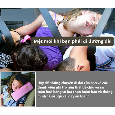 Gối tựa đầu gắn dây An toàn trên xe hơi Ô tô chống mỏi đau cổ - Gối ngủ