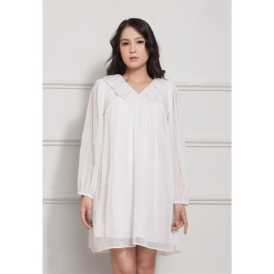 Đầm Babydoll Lụa Crep Cổ Bèo Tay Dài Maxivic, La Mộc - LM012210