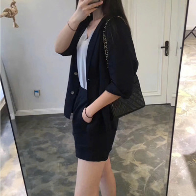 Set bộ nữ gồm áo blazer và quần short thanh lịch, trẻ trung, chất Linen cao cấp Đũi Việt