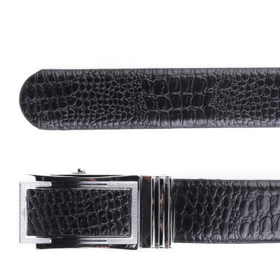 HJ4114 - Dây nịt nam da thật vân cá sấu Huy Hoàng màu đen