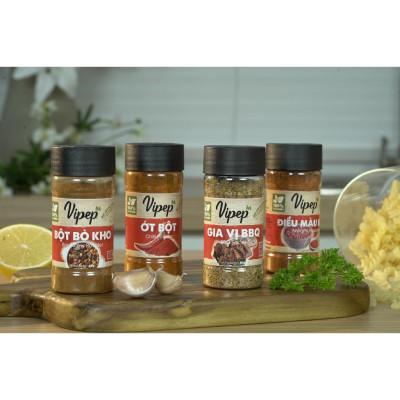 Gia Vị Bột Bò Kho Tự Nhiên Vipep Hũ Nhựa Tròn 60g