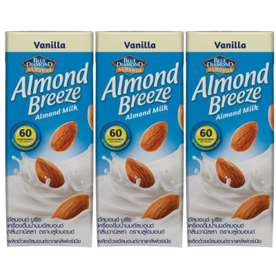 Blue Diamond - Thùng Sữa Hạt Hạnh Nhân ALMOND BREEZE vị Vanilla 180ml x 24 Hộp