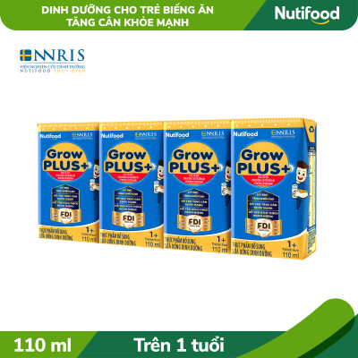 Thùng Sữa bột pha sẵn GrowPLUS+ Biếng ăn (XANH) cho trẻ tăng cân khoẻ mạnh 1+ (48 hộp x 110ml)