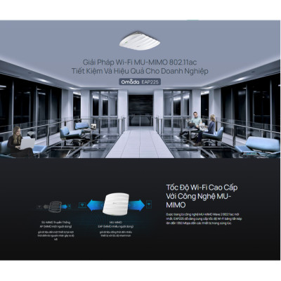 Bộ phát wifi TP-Link EAP225 Wi-Fi Băng Tần Kép Nhanh, Hỗ Trợ PoE, Mạng Khách An Toàn - Hàng chính hãng