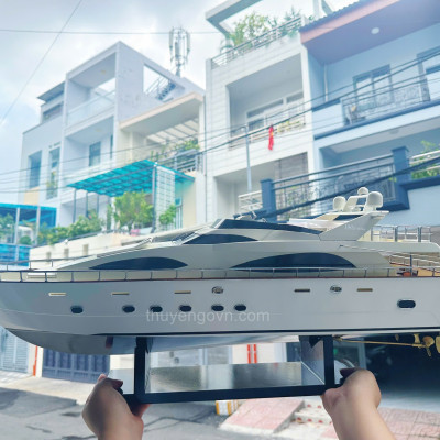 Mô hình thuyền gỗ cao cấp, du thuyền hiện đại AZIMUT JUMBO 100, mô hình du thuyền trang trí thủ công chính hãng