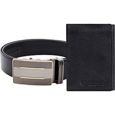 Bộ Thắt Lưng Và Ví Nam Da Bò Huy Hoàng HT4126-HT3137 - Đen