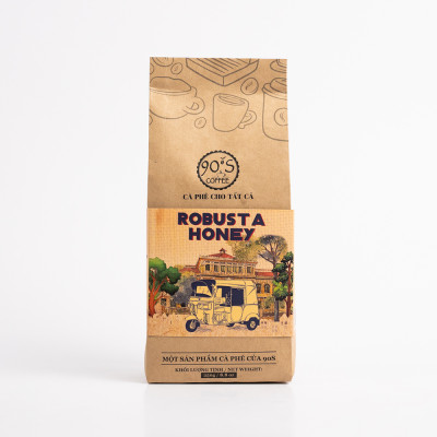 Cà Phê Robusta Honey Rang Xay Nguyên Chất - 90S Coffee Vietnam - 100% Cà Phê Sạch Cao Cấp