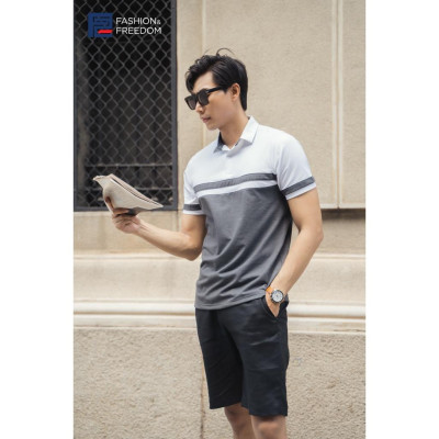 Áo Thun Nam Cotton Xám Trắng TC167