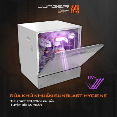 Máy rửa bát Junger DWJ-100 Dung tích 10 bộ Sấy khô Diệt khuẩn UV Hàng Chính Hãng Bảo Hành 24 Tháng