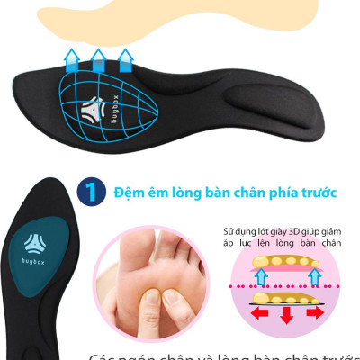 Lót giày cao gót mũi nhọn 4D có gờ chống sốc giảm mỏi gang bàn chân - buybox - BBPK65