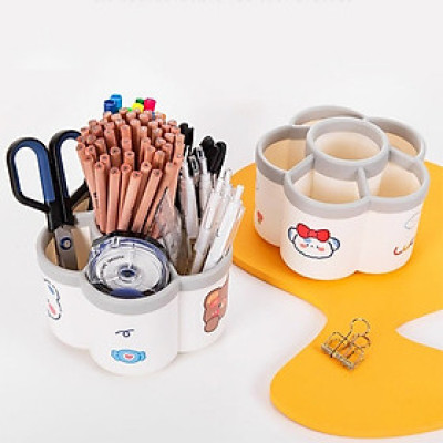 Khay đựng bút hình cánh hoa xoay 360 độ, hộp đựng dụng cụ học tập, đồ dùng văn phòng