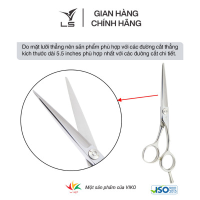 Kéo cắt tóc LS JP551 lưỡi thẳng quai offset vênh đỡ ngón tháo rời -tặng bao da và bộ vệ sinh kéo