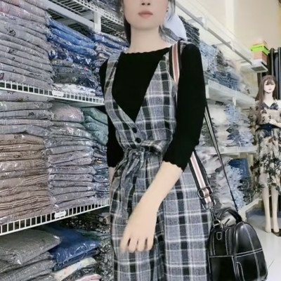 Set áo dệt kim chất lượng cao myqlothing kèm jum yếm dài cá tính.