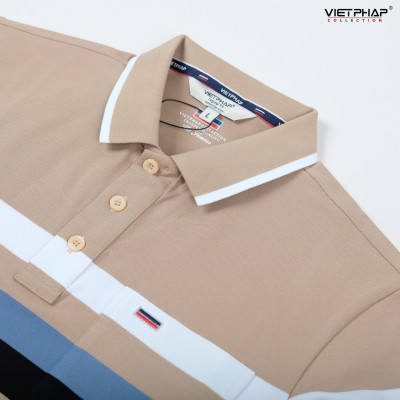 Áo Polo Nam VIỆT PHÁP Form Luxury - Thun Cá sấu Sọc , lịch lãm, sang trọng  8806
