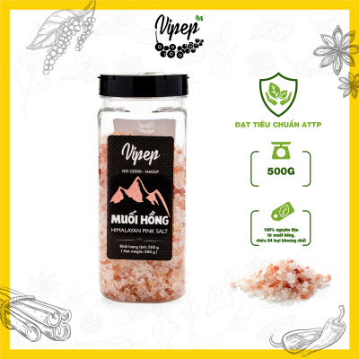 Muối Hồng Himalaya Nguyên Hạt Vipep Hũ Nhựa 500g - Gia vị Vipep