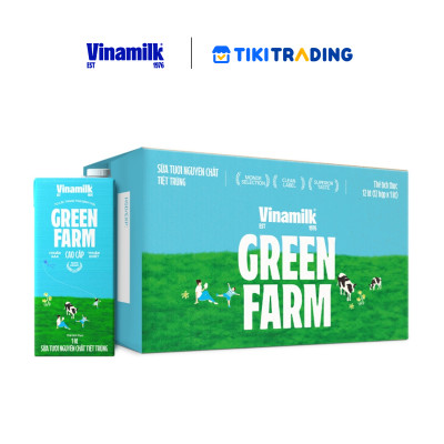 Thùng 12 Sữa tươi tiệt trùng Không đường Vinamilk Green Farm - hộp 1L