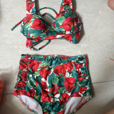 Bikini 2 Mảnh Cạp Cao Họa Tiết