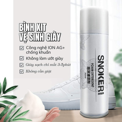 Chai Vệ Sinh Giày, Bình Xịt Bọt Tuyết Giặt Khô Giày Snoker Dung Dịch Vệ Sinh Giày Dép Snoker Cao Cấp