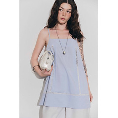 DOTTIE - Áo hai dây phối ren - Xanh biển - T1134