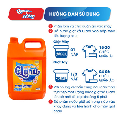 Nước giặt xả Clara hương hoa nắng ban mai can 5Kg