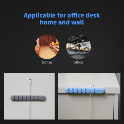 BUBM  Desktop Multipurpose Cable Manager Cable Organizer Wire Holder for Charging Cord with Adhesive Tape for Office and