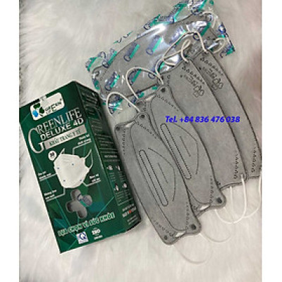 Khẩu trang y tế kháng khuẩn 4D GREEN LIFE màu xám - có chứng nhận kiểm định chất lượng