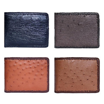 HP2439-40-41-42 - Ví nam Huy Hoàng da đà điểu da bụng đan viền màu đen, nâu đất, nâu đỏ, vàng bò