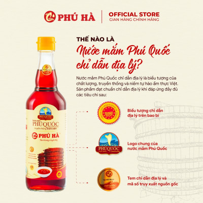 Nước mắm Phú Quốc Chỉ Dẫn Địa Lý Phú Hà 43 độ đạm - Hộp 6 chai 180ml