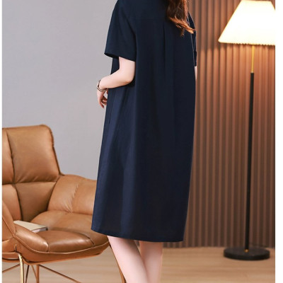 Hàng sẵn Đầm nữ linen nữ tính nhẹ nhàng, lịch thiệp, tao nhã màu xanh đen da199