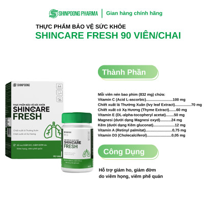 [Hộp 90 viên] Viên uống SHINCARE FRESH - Hỗ trợ giảm ho, giảm đờm do viêm họng, viêm phế quản - SHINPOONG PHARMA