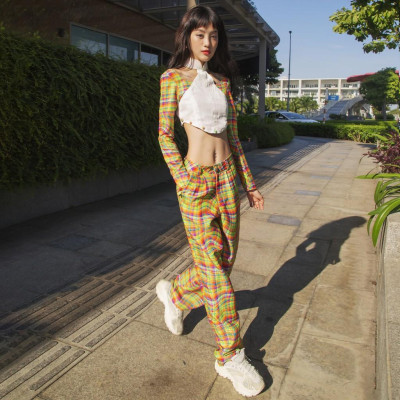 Áo Dài Croptop Cách Tân Tartan -